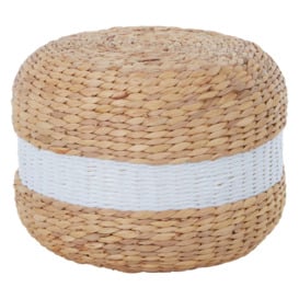 Interiors by Premier White Stripe Seagrass Pouffe, Comfortable footrest seagrass pouffe,Easy to move woven stool, Versatile stool - thumbnail 2