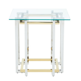 Glass Top Side Table, Gold and Silver Luxury Side Table, Modern Side Table with Glass Top, Sofa Side Table