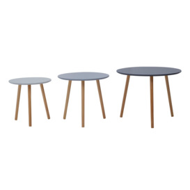 Durable Set of 3 Round Tables, Triangular Coffee Tables Set, Long Lasting Rounded Top Wood Table for Indoor