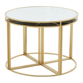 Jolie 5 Piece Mirrored Top Nesting Tables Set with Gold Frame - thumbnail 1
