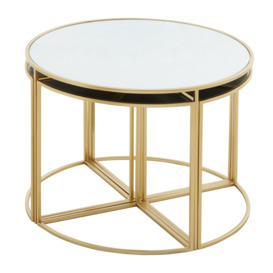 Jolie 5 Piece Mirrored Top Nesting Tables Set with Gold Frame - thumbnail 2
