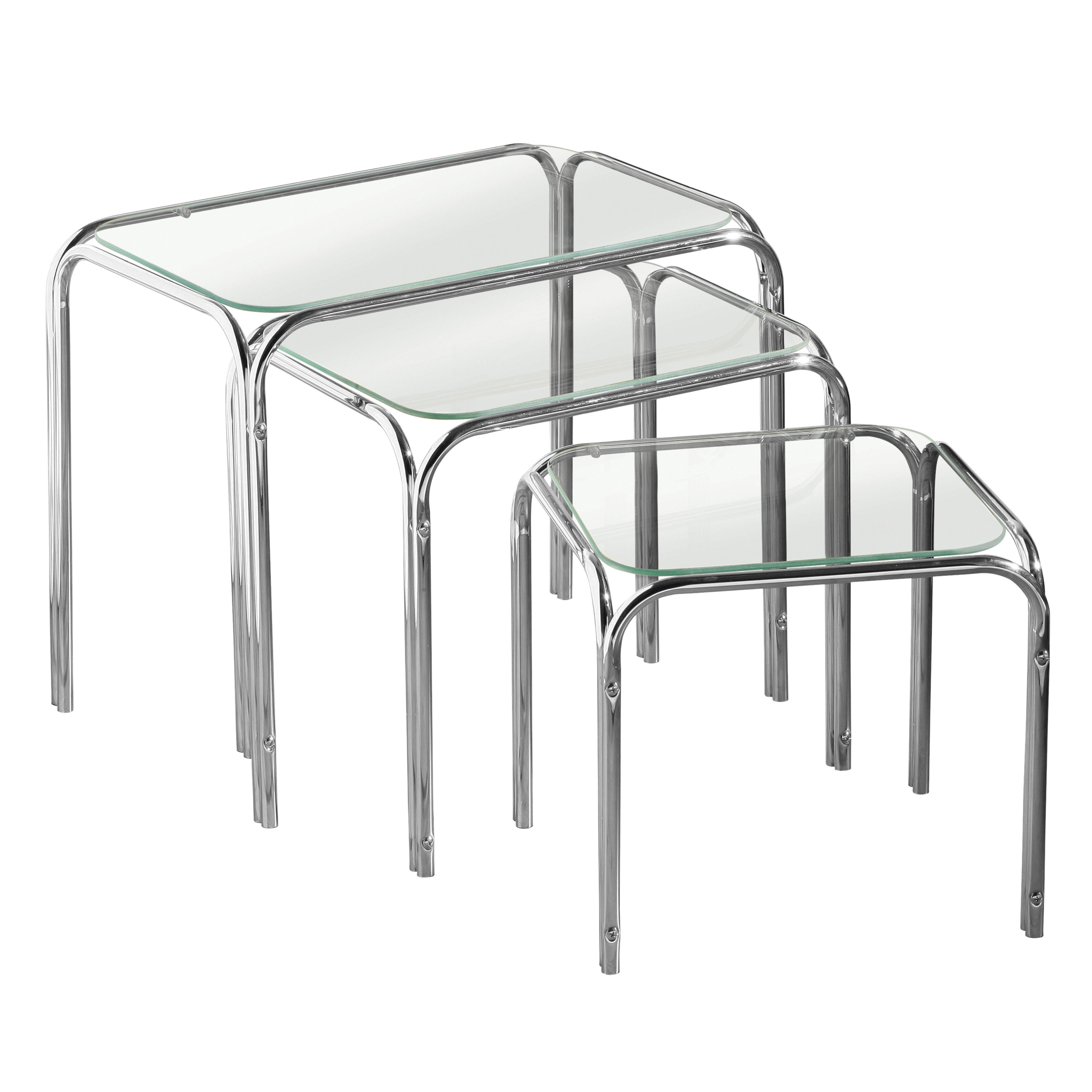 Nest Of 3 Clear Glass Pointed Oval Tables - image 1