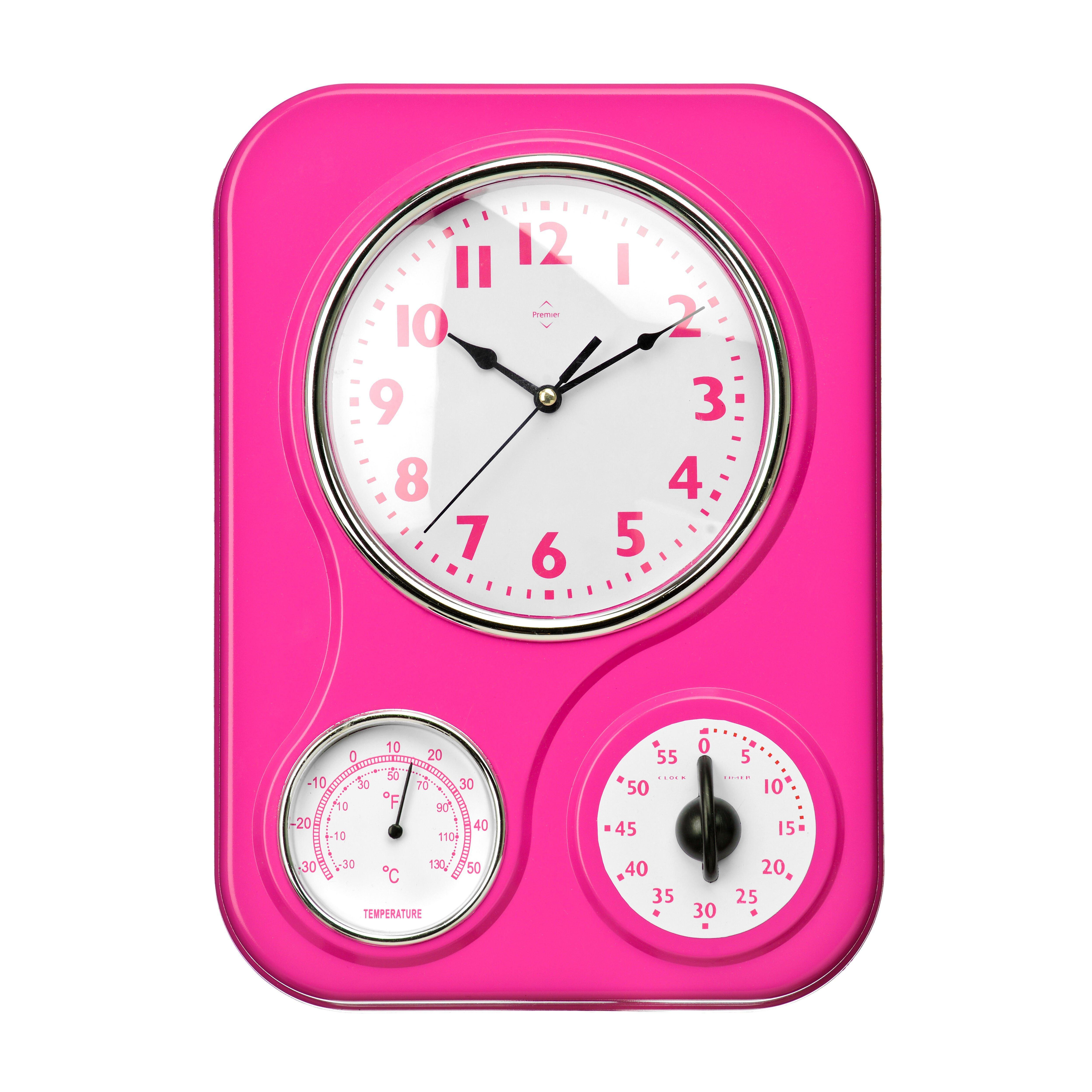 Maison by Premier Hot Pink Timer/Temperature Display Wall Clock - image 1