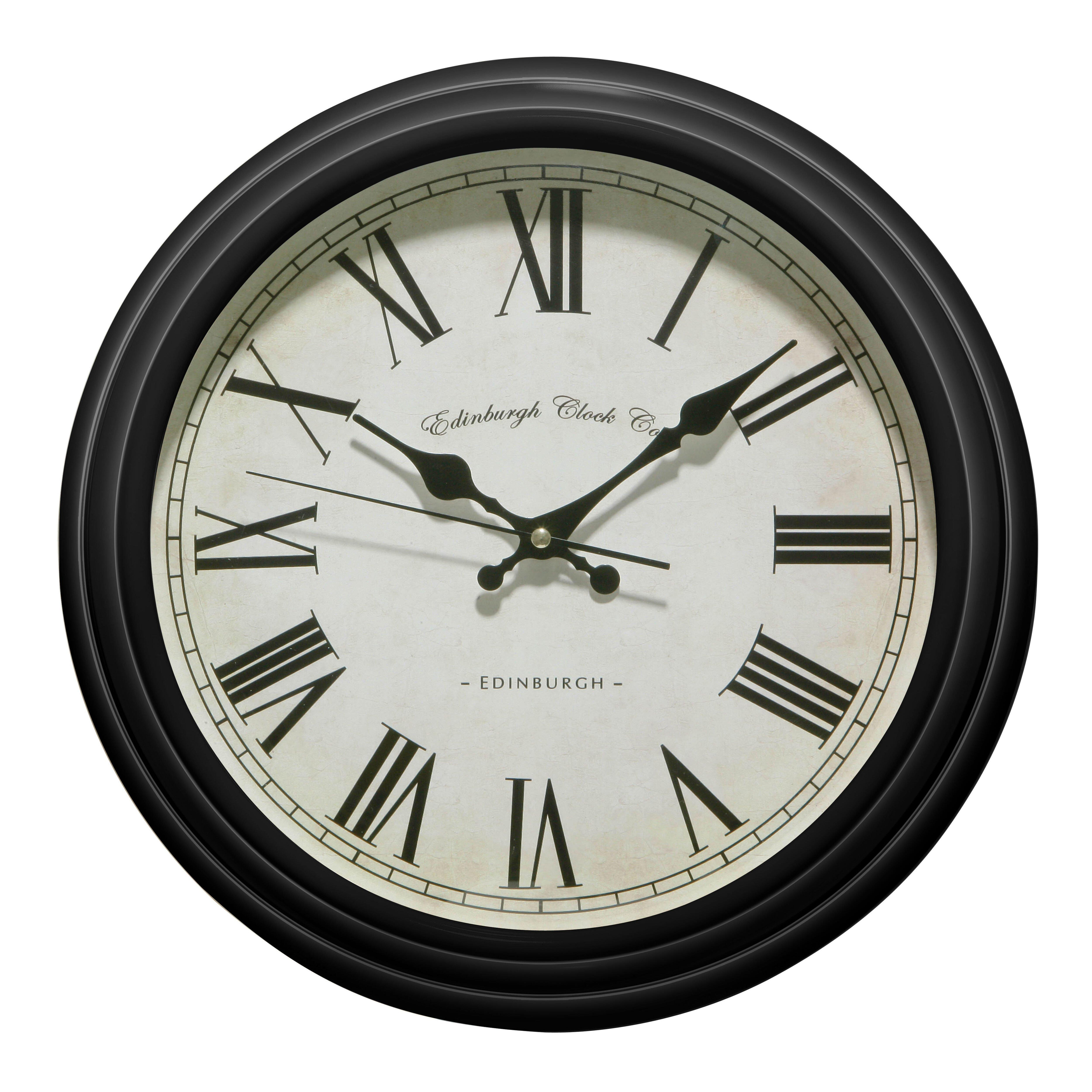 Interiors by Premier Black Lined Rim Wall Clock - image 1