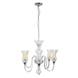 Interiors by Premier Glass and Chrome 6 Arm Chandelier - thumbnail 3