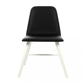 Interiors by Premier Black Leather Effect Dining Chair With White Legs - thumbnail 1