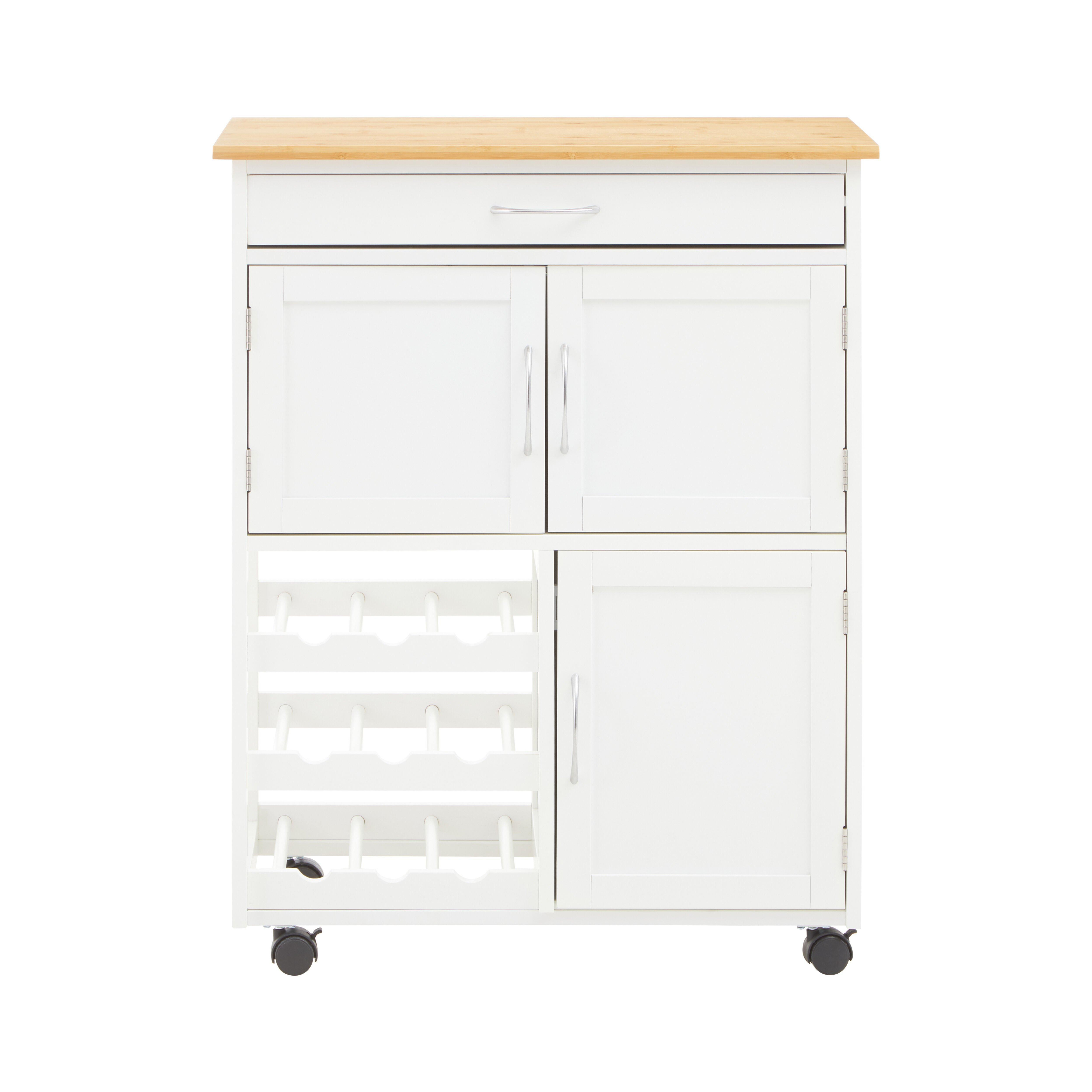 White and Bamboo Top Kitchen Trolley - image 1