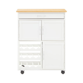 White and Bamboo Top Kitchen Trolley - thumbnail 1