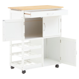 White and Bamboo Top Kitchen Trolley - thumbnail 3