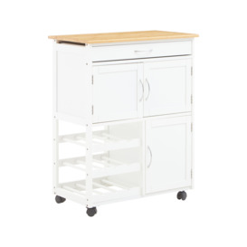 White and Bamboo Top Kitchen Trolley - thumbnail 2