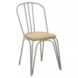 Lightweight Grey Finish Metal Frame Dining Chair, Comfy Outdoor Chair Metal, Effortless Cleaning Metal chair - thumbnail 2