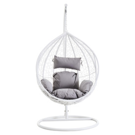 Goa Cut Out Sides White Hanging Chair - thumbnail 1