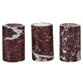 Salmo Set Of Three Red Marble Tealight Holders