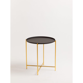 Black Top Side Table, Contrasting Materials Of Side Tables By Couch, Durable And Easy To Care Corner Table