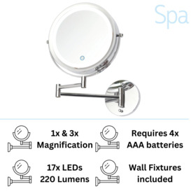 LED Bathroom Mirror - Wall Mounted & Adjustable with 17 Integrated LEDs - thumbnail 2