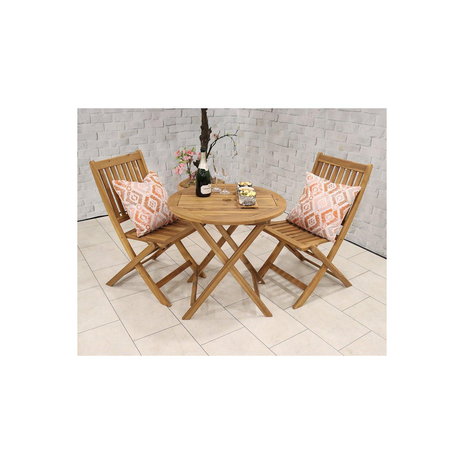 York 2 Seater Bistro Set: 70cm Round Folding York Table with 2 Manhattan Folding Chairs - image 1