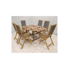 Turnbury Table with 6 x Henley Textylene Recliner Armchairs - thumbnail 1
