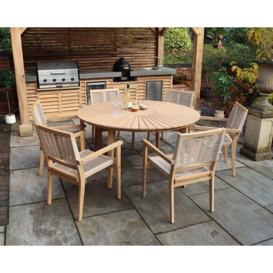 ROMA 150cm 6 Seat Set with Rope Stacking Chairs - thumbnail 3