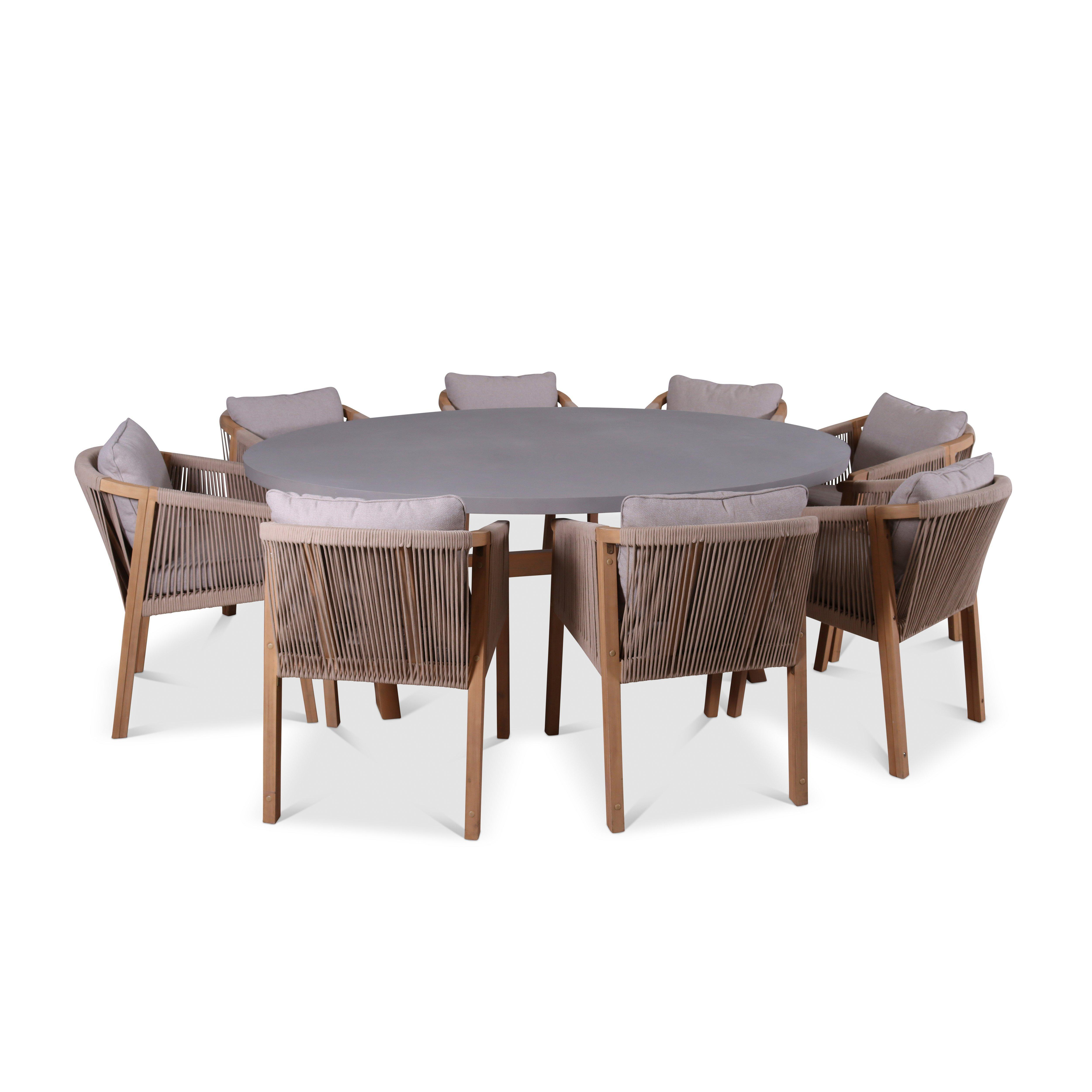 LUNA 200x140cm Ellipse concrete table with 8 Roma Dining Chairs - image 1