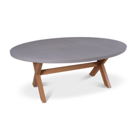 LUNA 200x140cm Ellipse concrete table with 8 Roma Dining Chairs - thumbnail 2