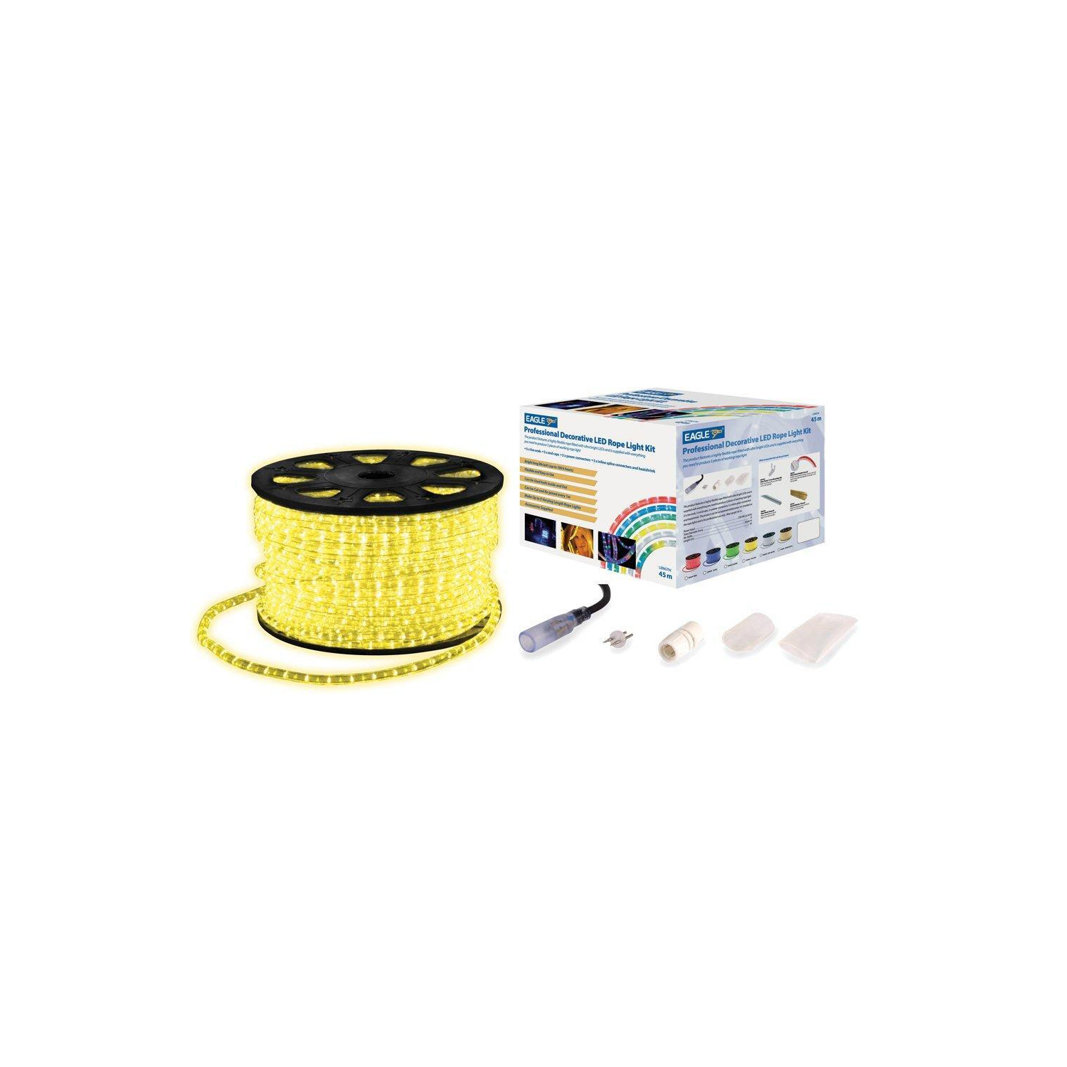 Static LED Rope Light Kit With Wiring Accessories Kit 45m Yellow - image 1