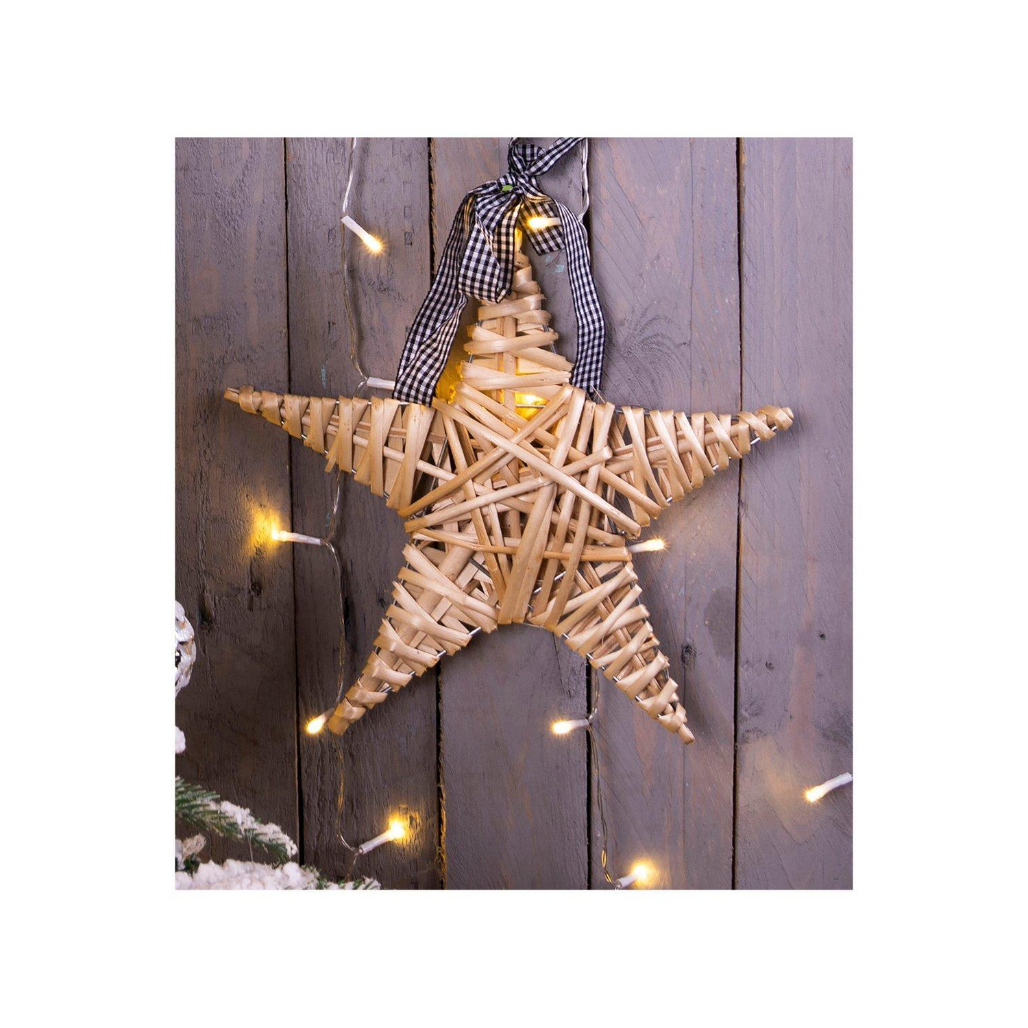 Natural Wicker Christmas Star - image 1