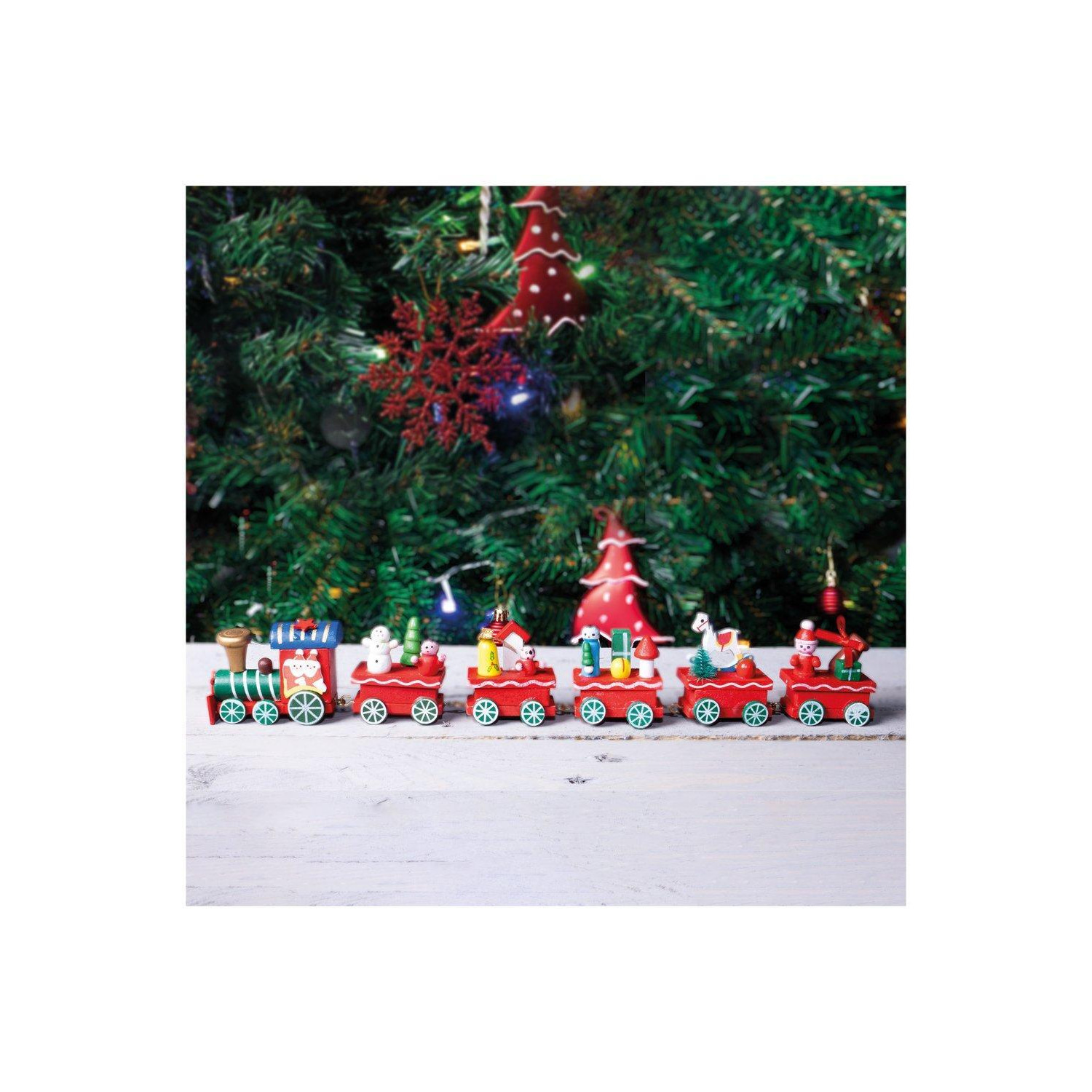 Wooden Christmas Train Set Decoration in Red - image 1