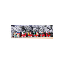 Wooden Christmas Train Set Decoration in Red - thumbnail 3