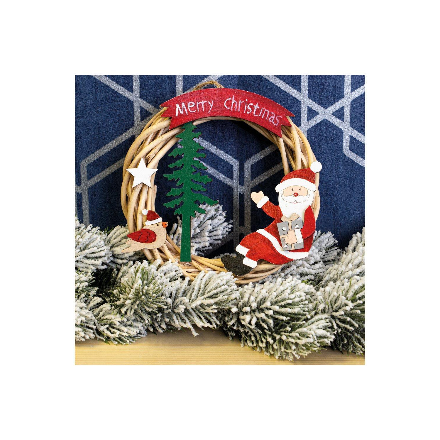 Battery Powered Wicker Christmas Wreath - image 1