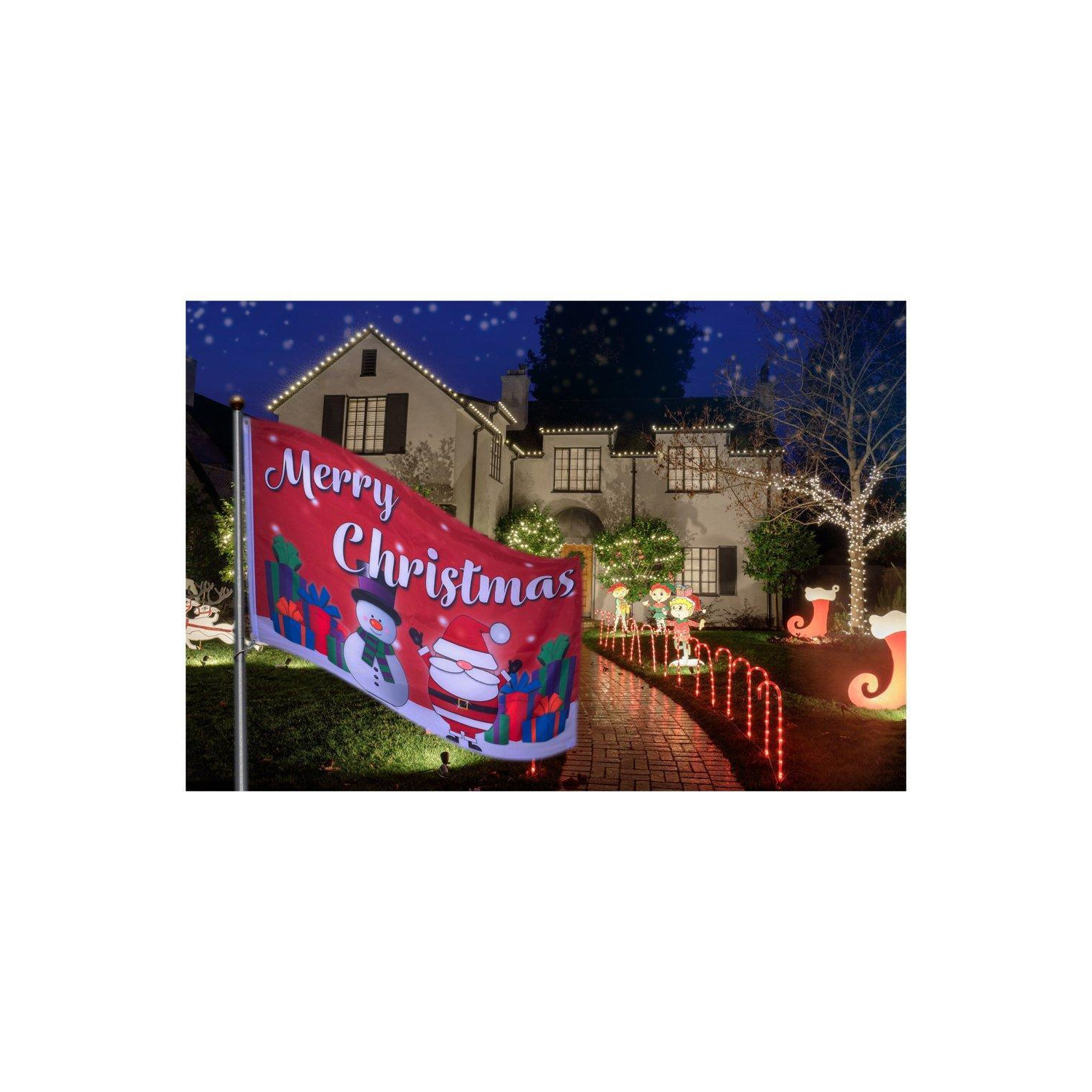Merry Christmas Festive Outdoor Flag with 2 Metal Gromments -Red (Pole not included) - image 1