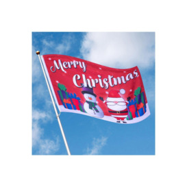 Merry Christmas Festive Outdoor Flag with 2 Metal Gromments -Red (Pole not included) - thumbnail 3