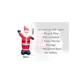 Outdoor Indoor Inflatable Plug In Father Christmas with LED Lights 170cm Height - thumbnail 2