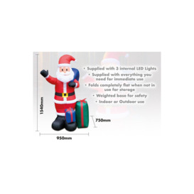 Inflatable Father Christmas with Presents and LED Lights 150cm Height - thumbnail 2