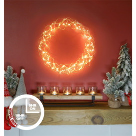 Outdoor 140 Led Christmas Copper Door Wreath With Timer, Power Supply and 10m Lead - thumbnail 3
