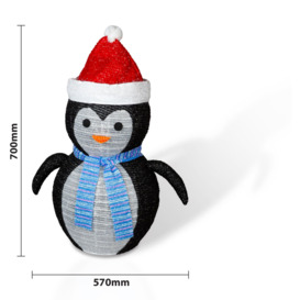Outdoor Indoor LED Christmas 70cm Penguin With 45 LED's, Timer and Battery Operation - thumbnail 2