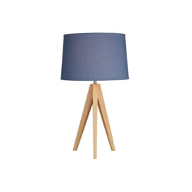 'Wooden Tripod' Table Lamp Denim