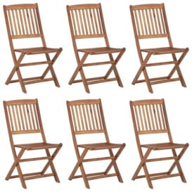 Folding Outdoor Chairs 6 pcs Solid Acacia Wood - thumbnail 1