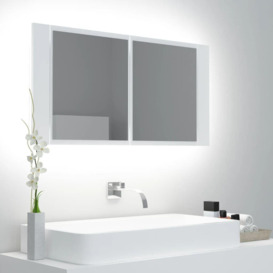 LED Bathroom Mirror Cabinet White 90x12x45 cm - thumbnail 1