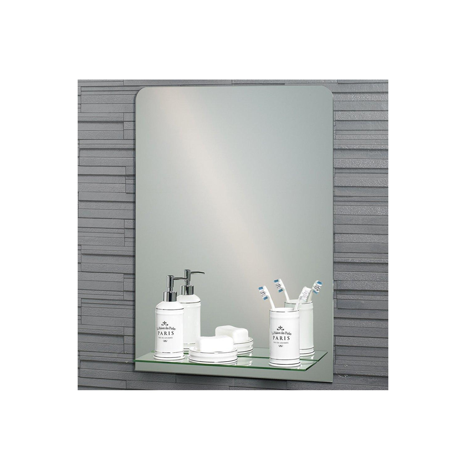 'Rochester' Rectangular Mirror With Vanity Shelf 70cmx50cm - image 1