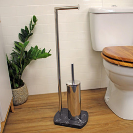 'Octavia' Grey Toilet Roll & Toilet Brush Holder - thumbnail 1