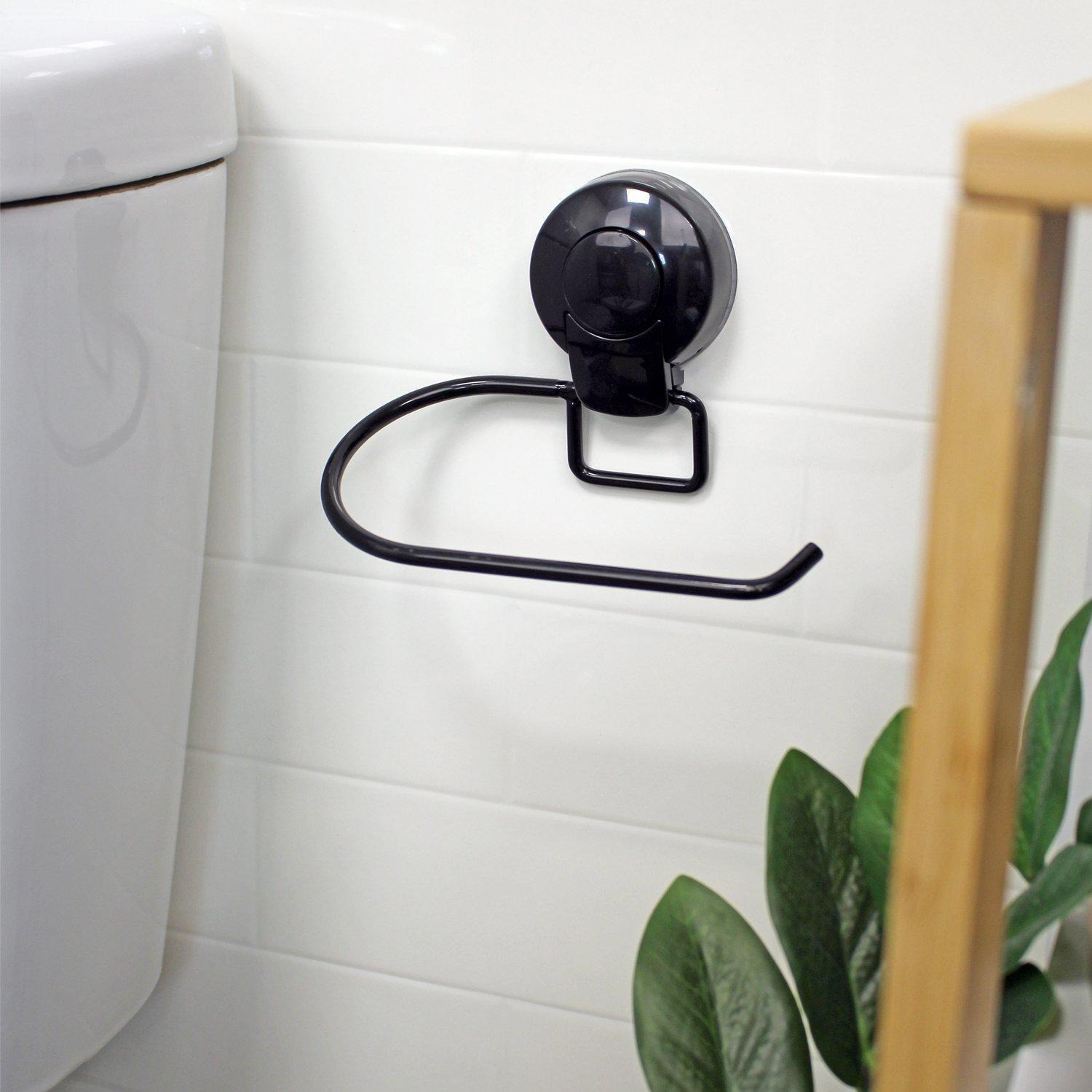 'Suctionloc' Black Toilet Roll Holder - image 1