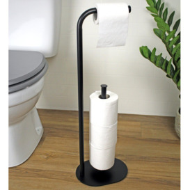 'Aspen' Black Toilet Roll & Spare Paper Holder Freestanding - thumbnail 2