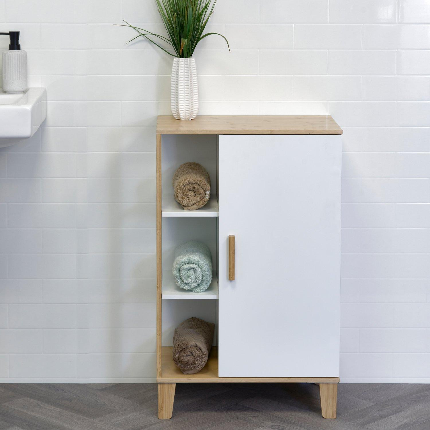 'Varallo' Single Floor Standing Bathroom Cabinet with Display Shelves - image 1