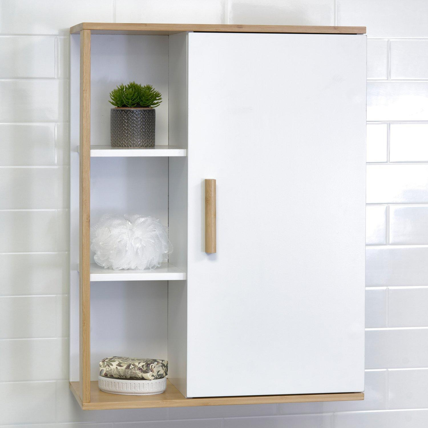 'Cassino' Single Wall Mounted Bathroom Cabinet with Display Shelves - image 1