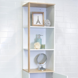 'Catania' Single Tall Floor Standing Bathroom Cabinet with Display Shelves - thumbnail 2