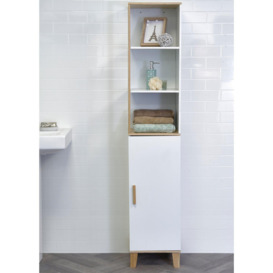 'Catania' Single Tall Floor Standing Bathroom Cabinet with Display Shelves - thumbnail 1
