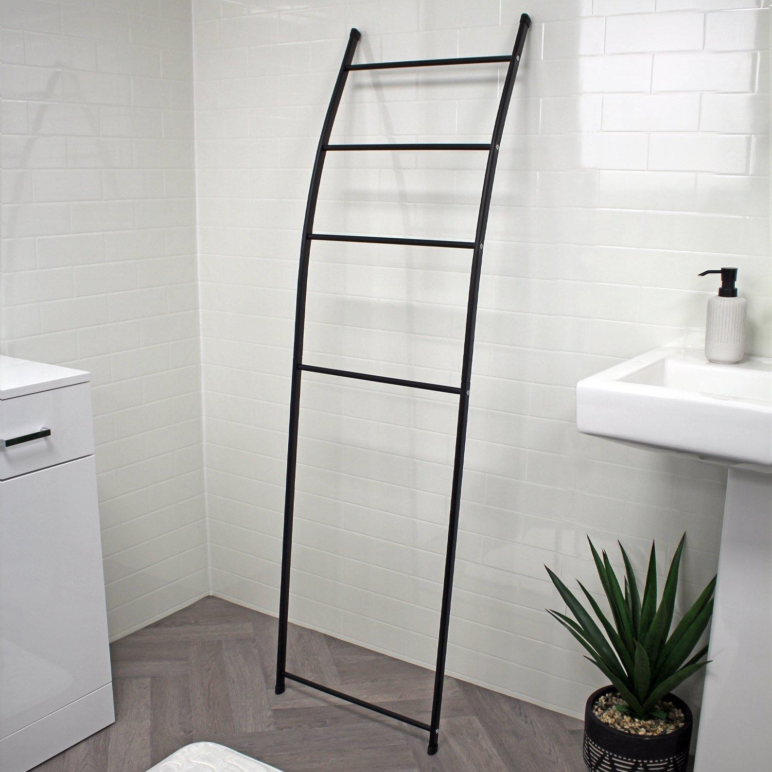 'Apex' Black Towel Rail Ladder Freestanding - image 1