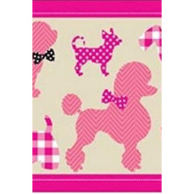 Cute Dogs Childrens Non-Slip Pink Floor Rug