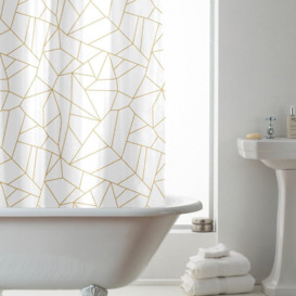 Shower Curtain Gold Geometric PEVA 180 x 180cm