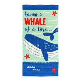 Microfibre Kids Printed Beach Towel 70 x140cm Whale - thumbnail 1